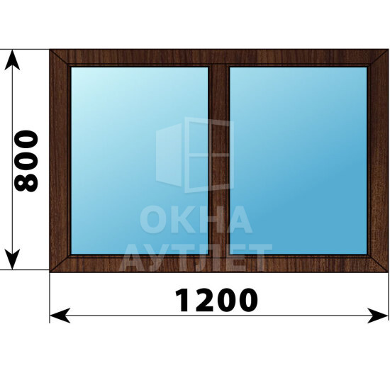 Двухстворчатое окно из дуба 1200×800 Г-Г ОА-49451