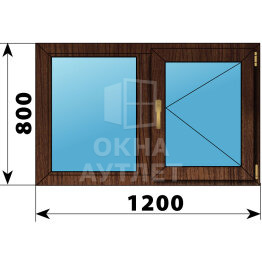Двухстворчатое окно из дуба 1200×800 Г-П ОА-46227