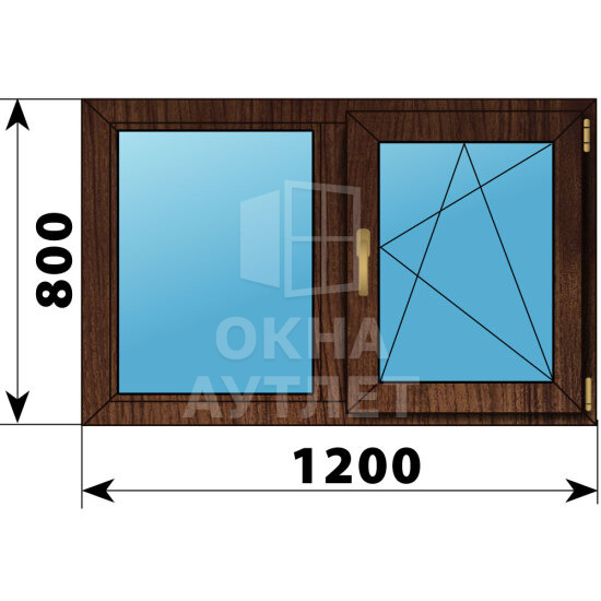 Двухстворчатое окно из дуба 1200×800 Г-ПО ОА-46320