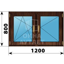 Двухстворчатое окно из дуба 1200×800 ПО-П ОА-46800
