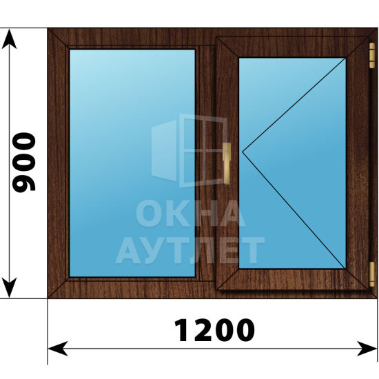 Двухстворчатое окно из дуба 1200×900 Г-П ОА-46242
