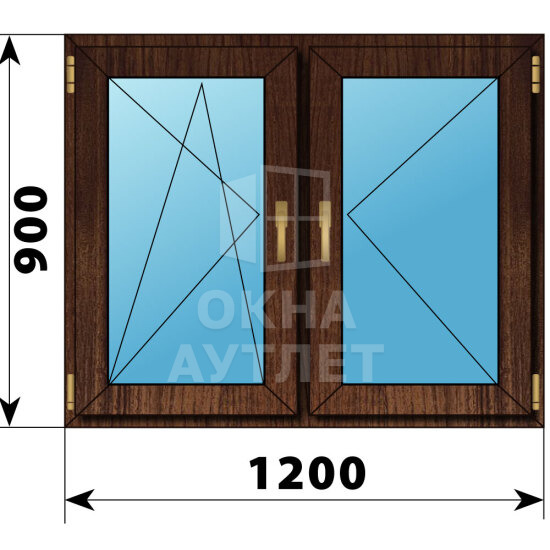 Двухстворчатое окно из дуба 1200×900 ПО-П ОА-50318