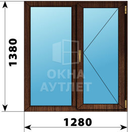 Двухстворчатое окно из дуба 1280×1380 Г-П ОА-46854