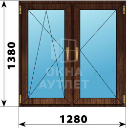 Двухстворчатое окно из дуба 1280×1380 ПО-П ОА-47424