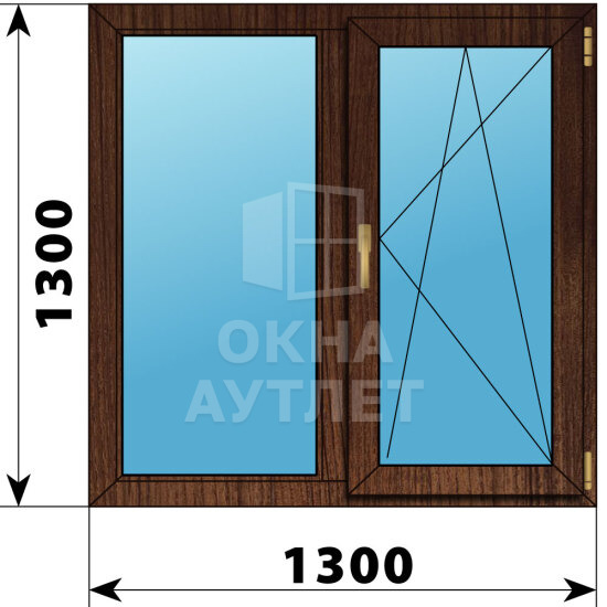 Двухстворчатое окно из дуба 1300×1300 Г-ПО ОА-46947