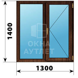 Двухстворчатое окно из дуба 1300×1400 Г-П ОА-46818