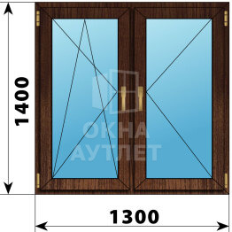 Двухстворчатое окно из дуба 1300×1400 ПО-П ОА-50774