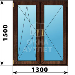 Двухстворчатое окно из дуба 1300×1500 ПО-П ОА-47568