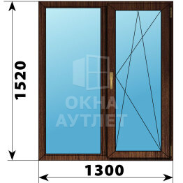 Двухстворчатое окно из дуба 1300×1520 Г-ПО ОА-50597