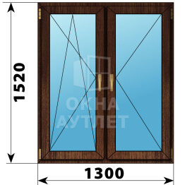 Двухстворчатое окно из дуба 1300×1520 ПО-П ОА-47799