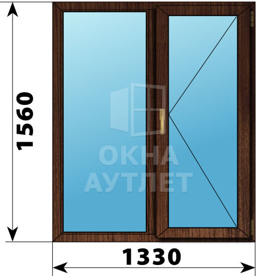 Двухстворчатое окно из дуба 1330×1560 Г-П ОА-50387
