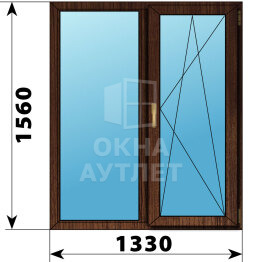 Двухстворчатое окно из дуба 1330×1560 Г-ПО ОА-50438
