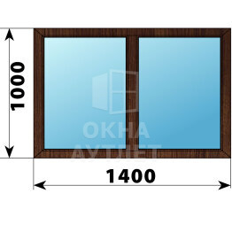 Двухстворчатое окно из дуба 1400×1000 Г-Г ОА-46215