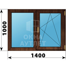 Двухстворчатое окно из дуба 1400×1000 Г-ПО ОА-47082