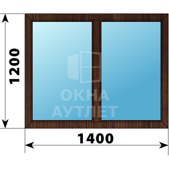 Двухстворчатое окно из дуба 1400×1200 Г-Г ОА-46314