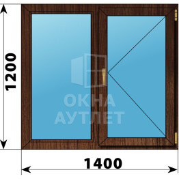Двухстворчатое окно из дуба 1400×1200 Г-П ОА-50429