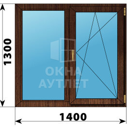 Двухстворчатое окно из дуба 1400×1300 Г-ПО ОА-50078