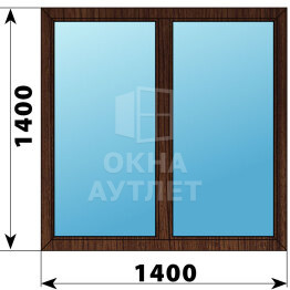 Двухстворчатое окно из дуба 1400×1400 Г-Г ОА-45153