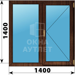 Двухстворчатое окно из дуба 1400×1400 Г-П ОА-46479