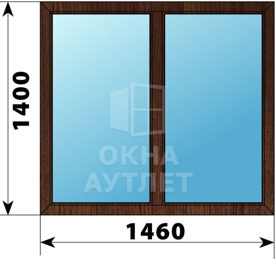 Двухстворчатое окно из дуба 1460×1400 Г-Г ОА-45021