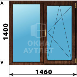 Двухстворчатое окно из дуба 1460×1400 Г-ПО ОА-46449