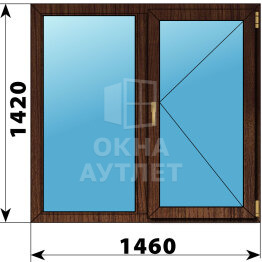 Двухстворчатое окно из дуба 1460×1420 Г-П ОА-46689