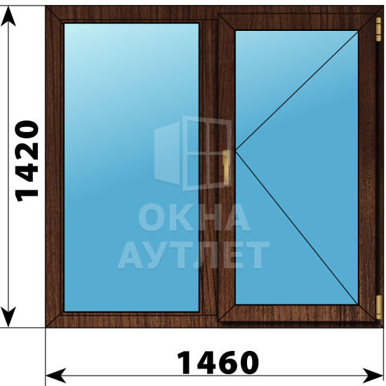 Двухстворчатое окно из дуба 1460×1420 Г-П ОА-46689