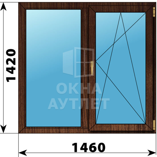 Двухстворчатое окно из дуба 1460×1420 Г-ПО ОА-46749