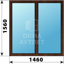 Двухстворчатое окно из дуба 1460×1560 Г-Г ОА-46113