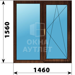 Двухстворчатое окно из дуба 1460×1560 Г-ПО ОА-46980