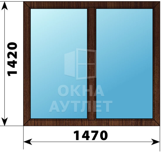 Двухстворчатое окно из дуба 1470×1420 Г-Г ОА-49973