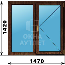 Двухстворчатое окно из дуба 1470×1420 Г-П ОА-47010