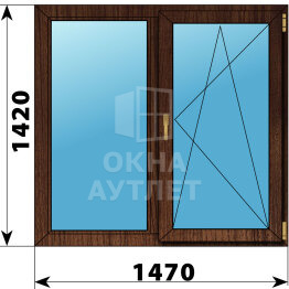 Двухстворчатое окно из дуба 1470×1420 Г-ПО ОА-47085