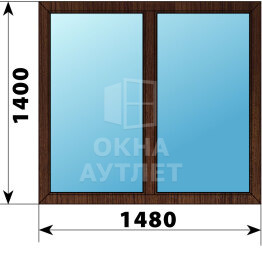 Двухстворчатое окно из дуба 1480×1400 Г-Г ОА-46245