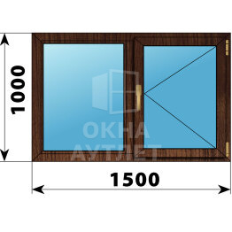 Двухстворчатое окно из дуба 1500×1000 Г-П ОА-47070