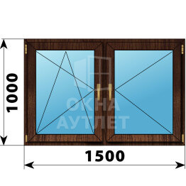 Двухстворчатое окно из дуба 1500×1000 ПО-П ОА-47658