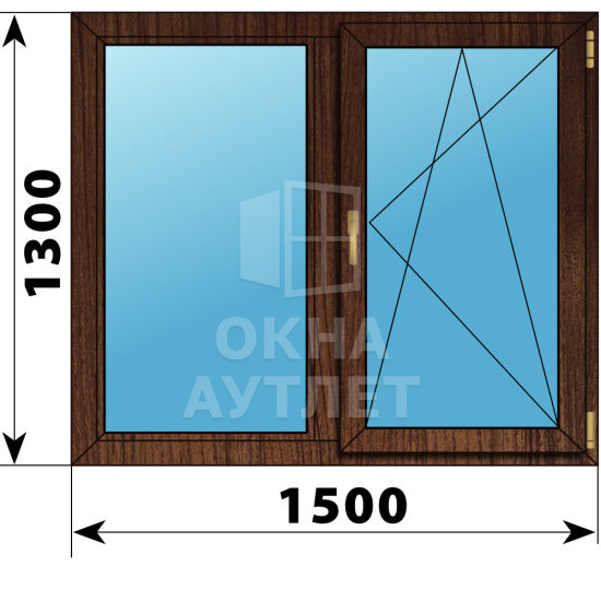 Двухстворчатое окно из дуба 1500×1300 Г-ПО ОА-46860