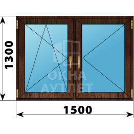 Двухстворчатое окно из дуба 1500×1300 ПО-П ОА-47427