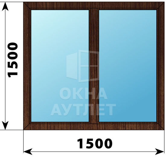 Двухстворчатое окно из дуба 1500×1500 Г-Г ОА-45600