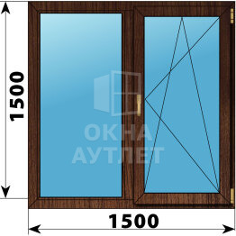 Двухстворчатое окно из дуба 1500×1500 Г-ПО ОА-47013