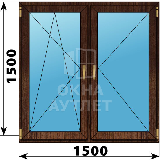 Двухстворчатое окно из дуба 1500×1500 ПО-П ОА-47553