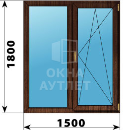 Двухстворчатое окно из дуба 1500×1800 Г-ПО ОА-50546