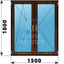Двухстворчатое окно из дуба 1500×1800 ПО-П ОА-47769