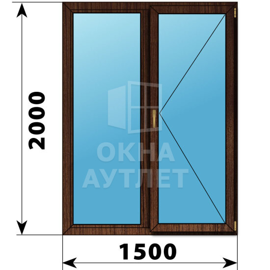 Двухстворчатое окно из дуба 1500×2000 Г-П ОА-47235