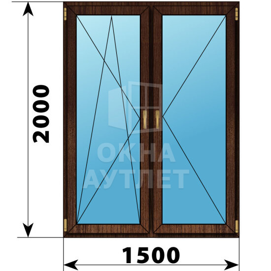 Двухстворчатое окно из дуба 1500×2000 ПО-П ОА-50978