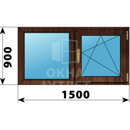 Двухстворчатое окно из дуба 1500×900 Г-ПО ОА-47118