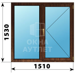 Двухстворчатое окно из дуба 1510×1530 Г-П ОА-50612
