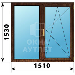Двухстворчатое окно из дуба 1510×1530 Г-ПО ОА-50639