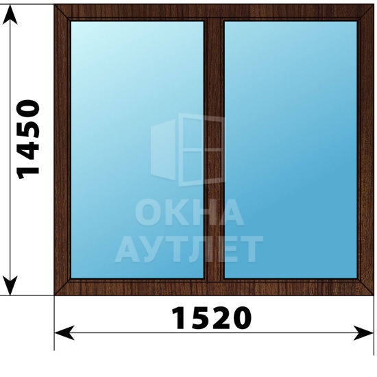 Двухстворчатое окно из дуба 1520×1450 Г-Г ОА-50246