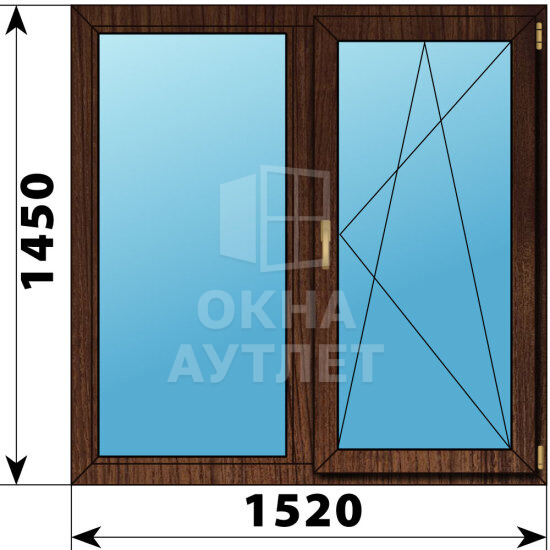 Двухстворчатое окно из дуба 1520×1450 Г-ПО ОА-50798